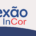 Imagem com o escrito "Conexão InCor" em azul marino e vermelho num fundo bege com desenhos em formas arredondadas em vermelho, amarelo e azul marino nas laterais